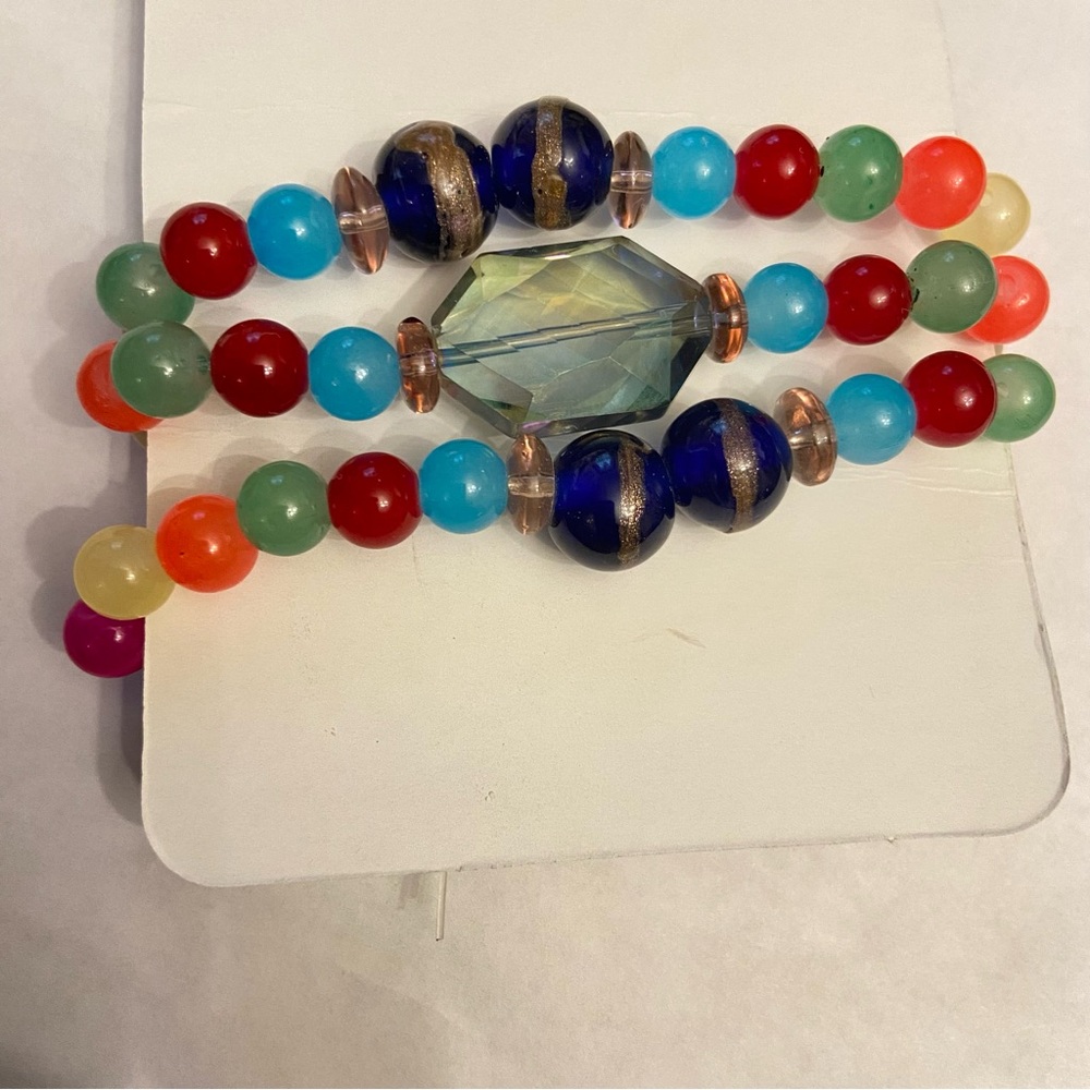 Carnival Spark Bold Multicolored Beads Bracelet Set 3. - Picture 2 of 3